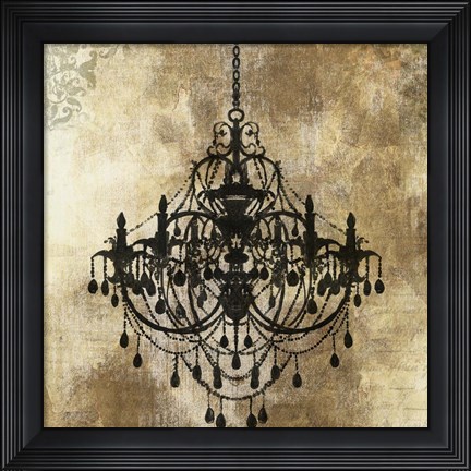 Framed Chandelier Gold I Print