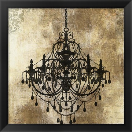 Framed Chandelier Gold I Print