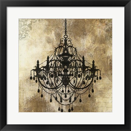 Framed Chandelier Gold I Print