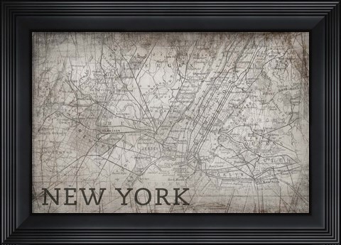 Framed New York Map White Print