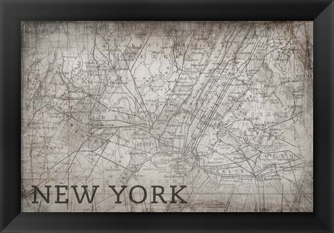 Framed New York Map White Print