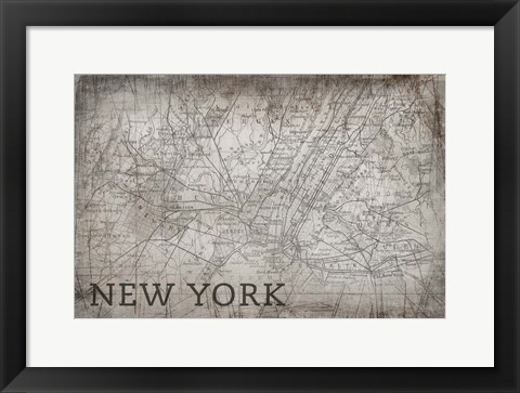 Framed New York Map White Print