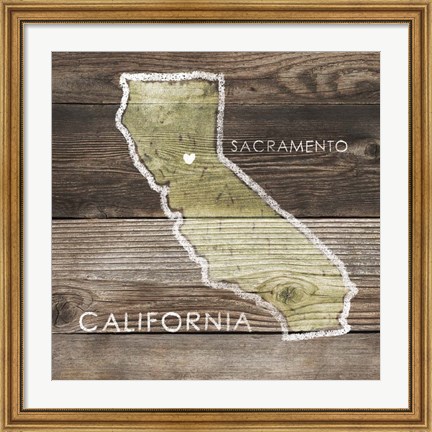 Framed California Rustic Map Print