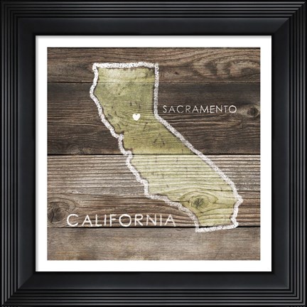 Framed California Rustic Map Print