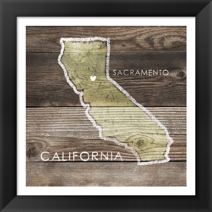 Framed California Rustic Map Print