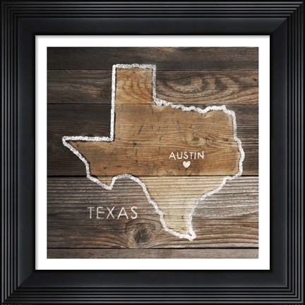 Framed Texas Rustic Map Print