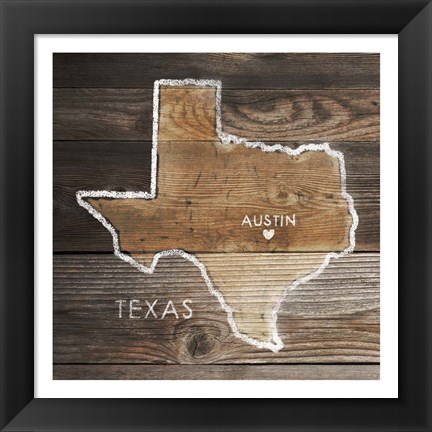 Framed Texas Rustic Map Print