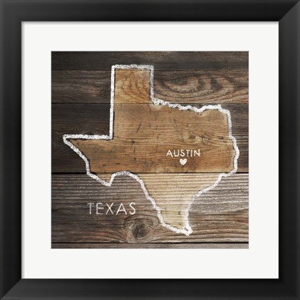 Framed Texas Rustic Map Print