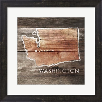 Framed Washington Rustic Map Print