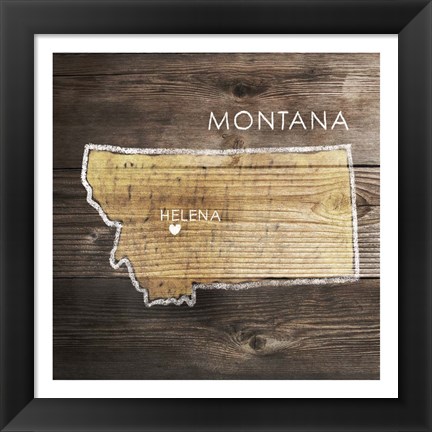 Framed Montana Rustic Map Print