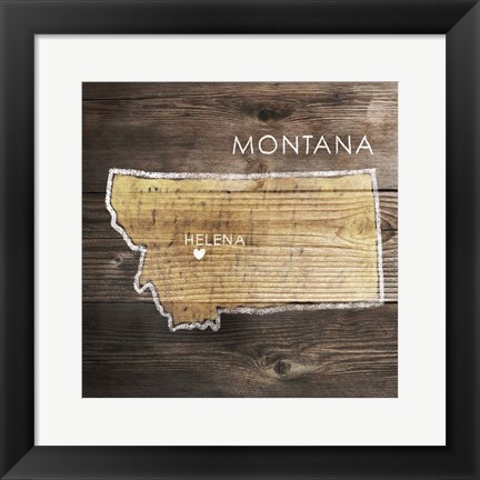 Framed Montana Rustic Map Print