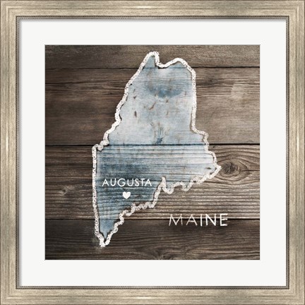 Framed Maine Rustic Map Print