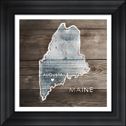 Framed Maine Rustic Map Print