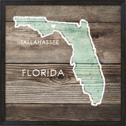 Framed Florida Rustic Map Print
