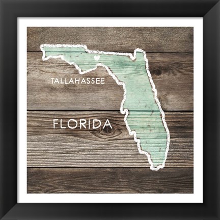 Framed Florida Rustic Map Print