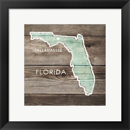 Framed Florida Rustic Map Print