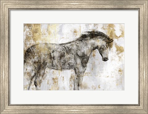 Framed Equestrian Gold I Print