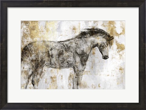 Framed Equestrian Gold I Print