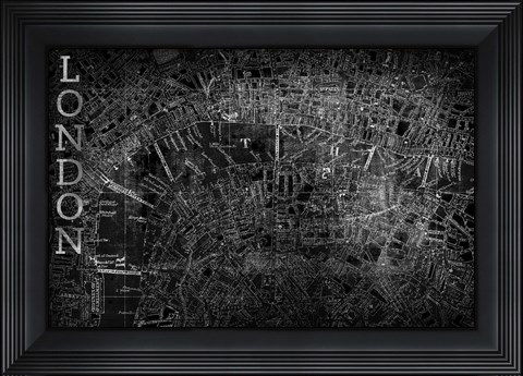 Framed Map London Black Print