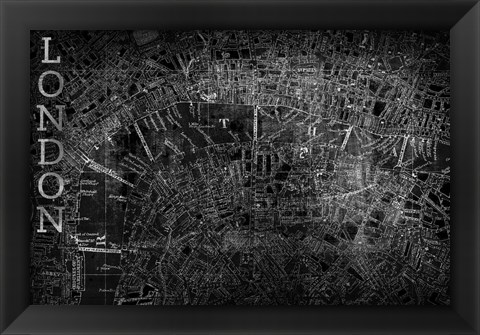 Framed Map London Black Print