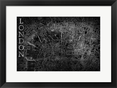 Framed Map London Black Print