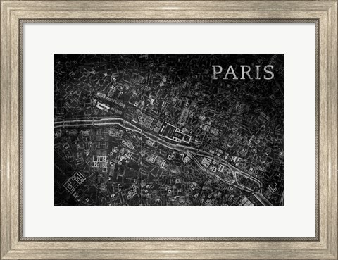 Framed Map Paris Black Print