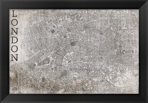 Framed Map London White Print