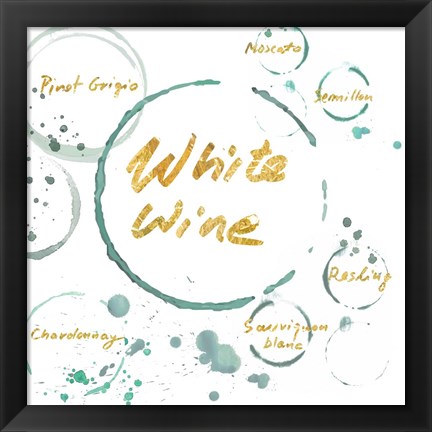 Framed White Wine Gold Print