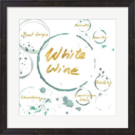 Framed White Wine Gold Print