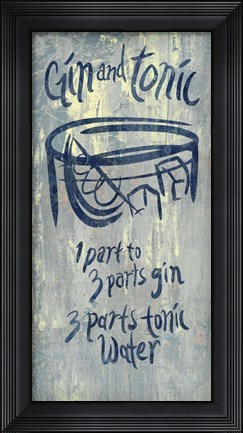 Framed Gin and Tonic Blue Print