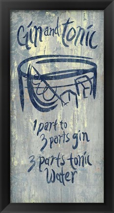 Framed Gin and Tonic Blue Print