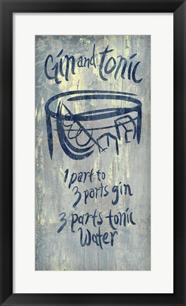 Framed Gin and Tonic Blue Print