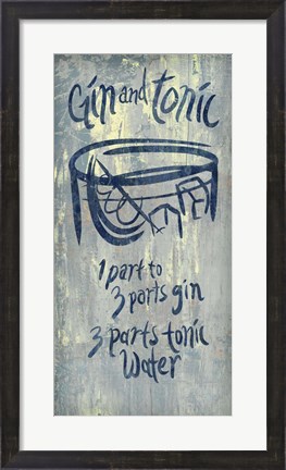 Framed Gin and Tonic Blue Print