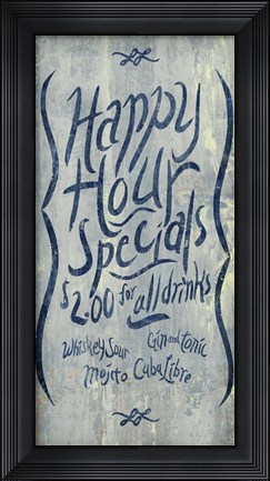 Framed Happy Hour Blue Print