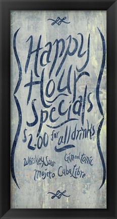 Framed Happy Hour Blue Print