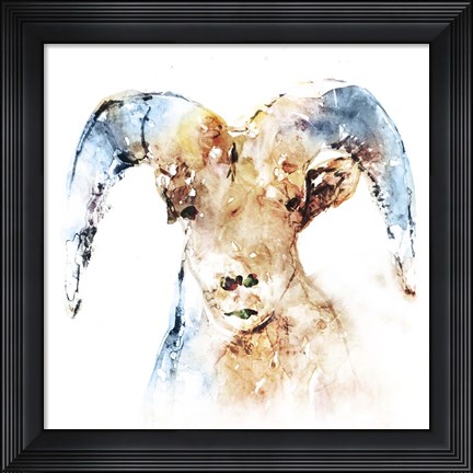 Framed Watercolour Ram Print