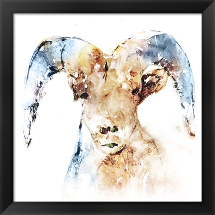 Framed Watercolour Ram Print