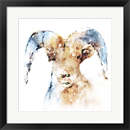 Framed Watercolour Ram Print