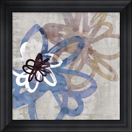 Framed Scribbled Floral I Print