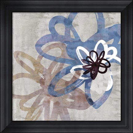 Framed Scribbled Floral II Print