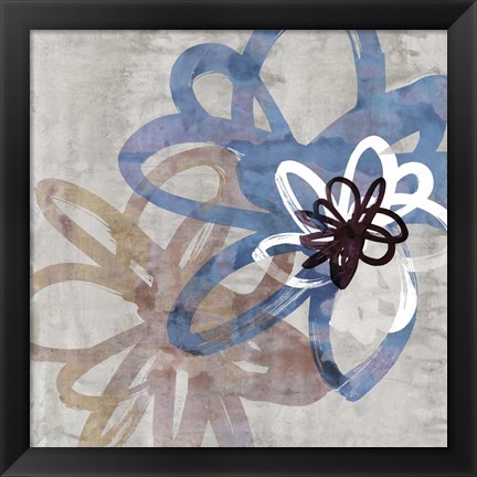 Framed Scribbled Floral II Print