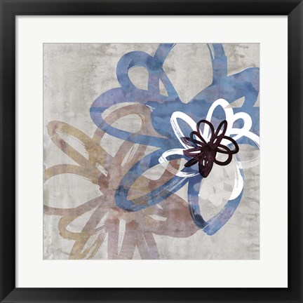 Framed Scribbled Floral II Print