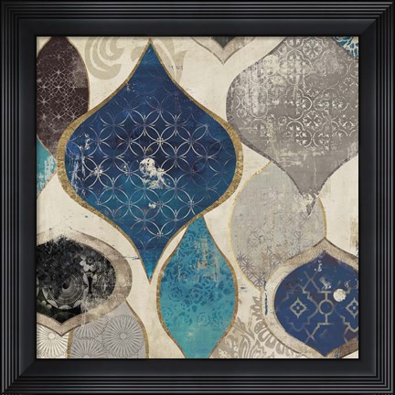 Framed Blue Motif I Print