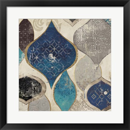 Framed Blue Motif I Print