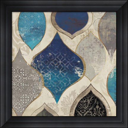 Framed Blue Motif II Print