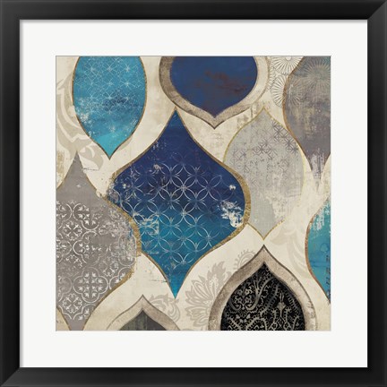 Framed Blue Motif II Print