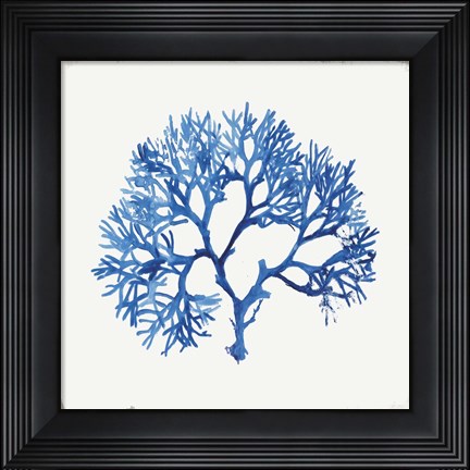 Framed Blue and Green Coral V Print