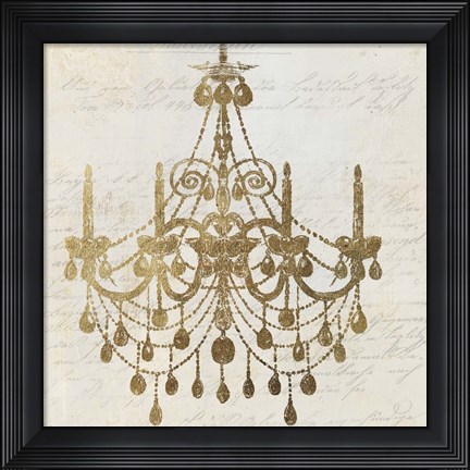 Framed Golden Chandelier II Print