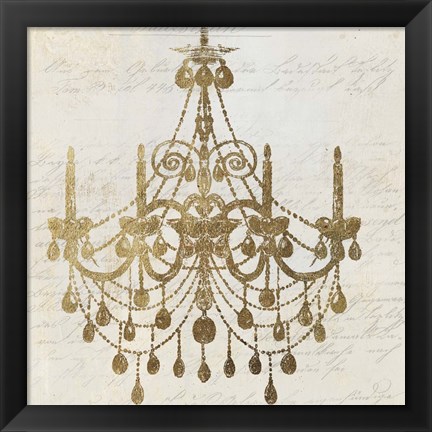 Framed Golden Chandelier II Print