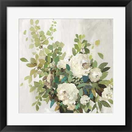 Framed White Roses Print